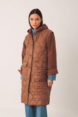 Combination Quilted Coat | Almond