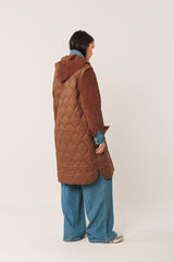 Combination Quilted Coat | Almond