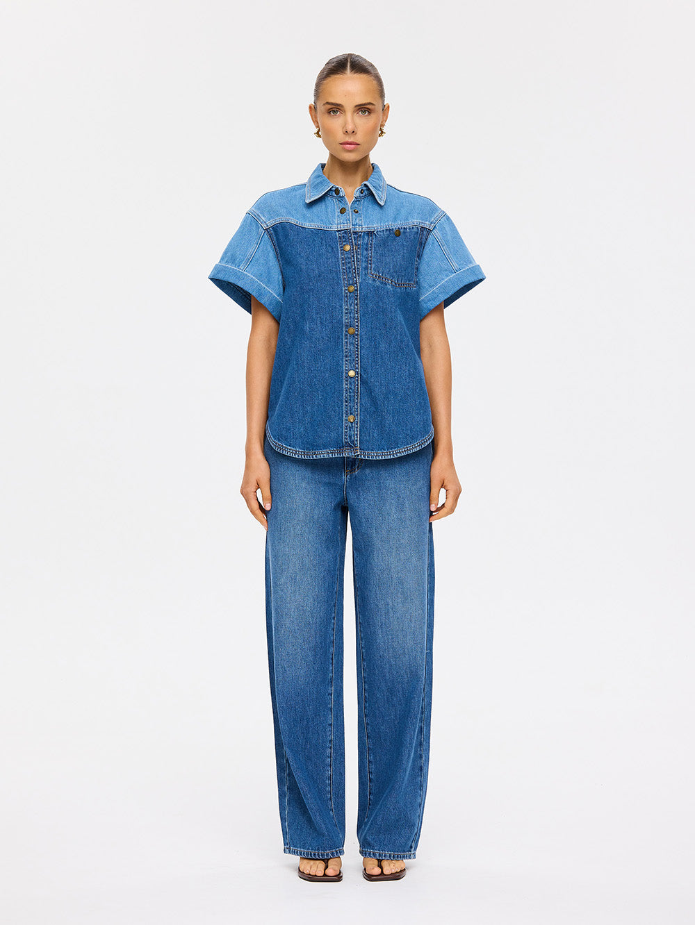 Coralie Denim Shirt | Two Tone Blue