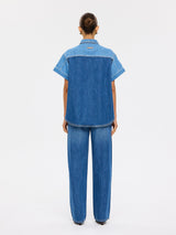 Coralie Denim Shirt | Two Tone Blue