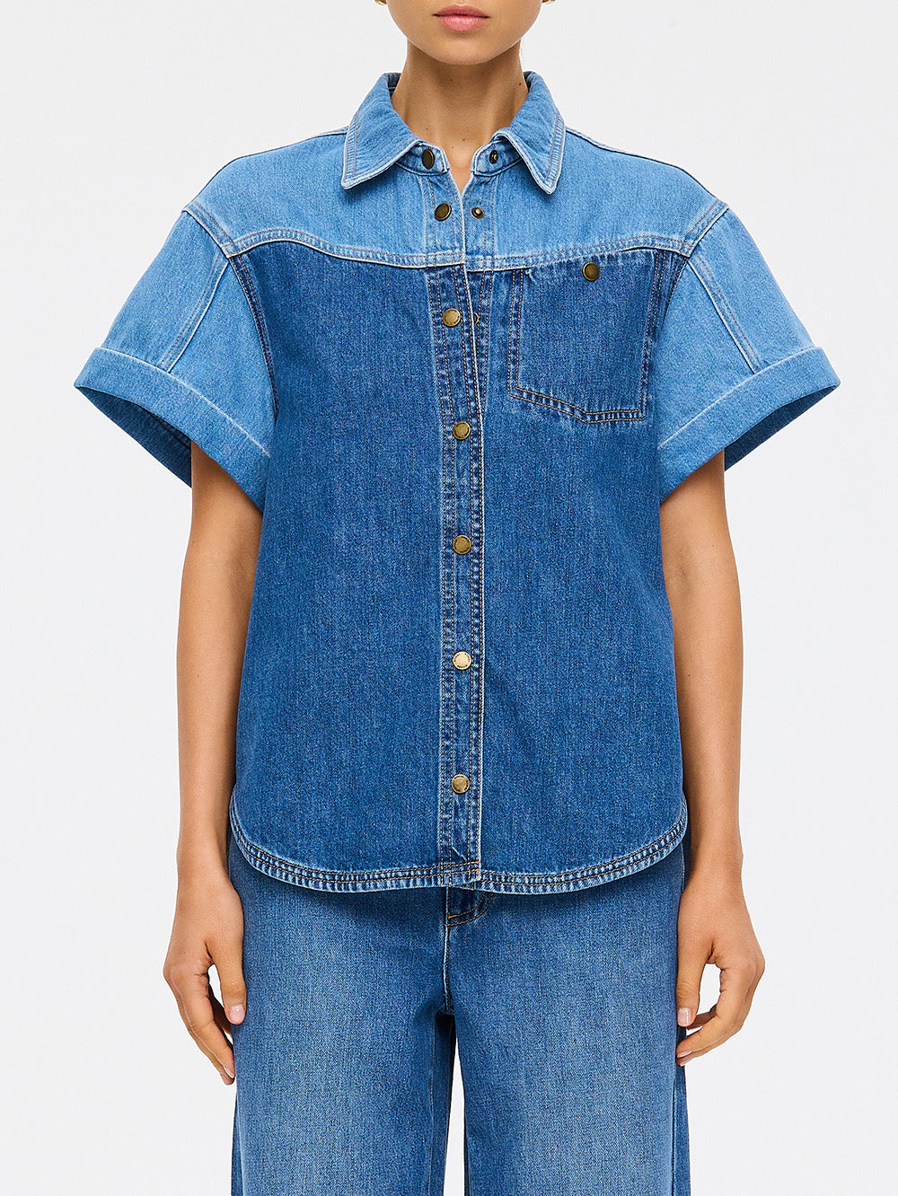 Coralie Denim Shirt | Two Tone Blue