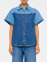 Coralie Denim Shirt | Two Tone Blue