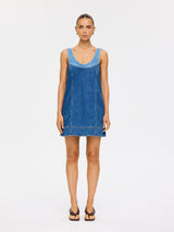 Coralie Denim Mini Dress | Two Tone Blue