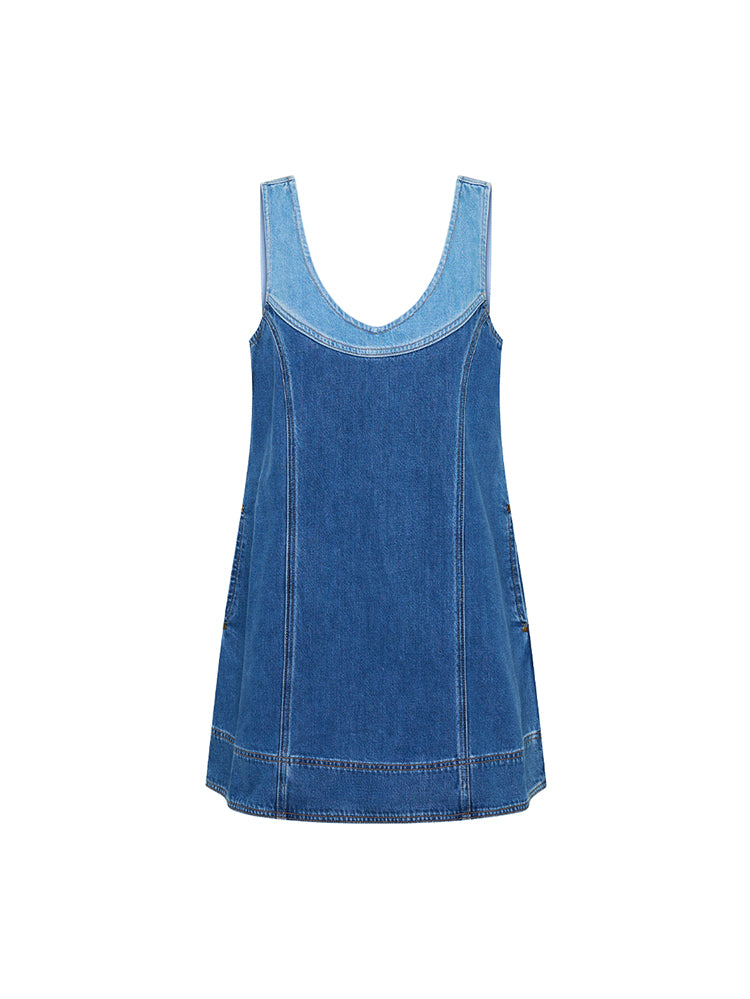 Coralie Denim Mini Dress | Two Tone Blue