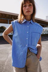 Oversized Poplin Shirt | Blue