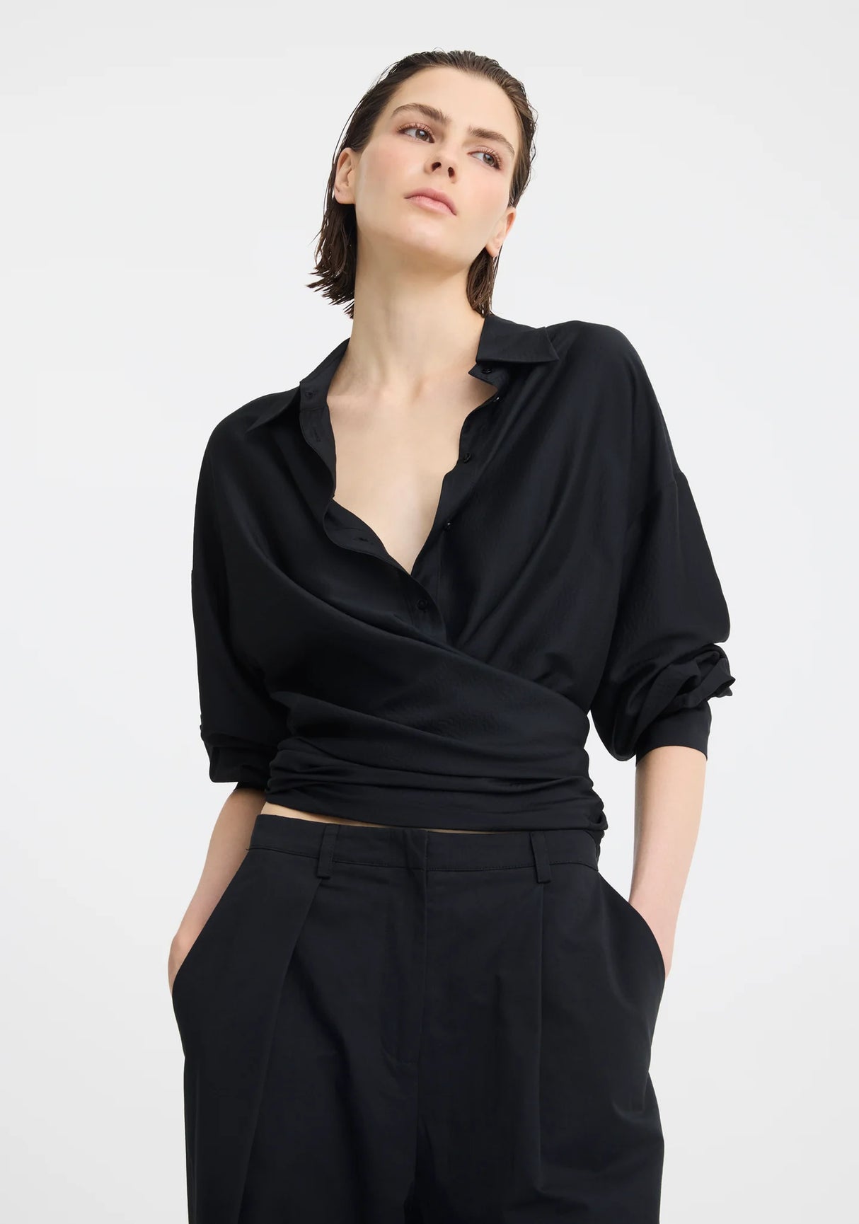 Celine Wrap Shirt | Black