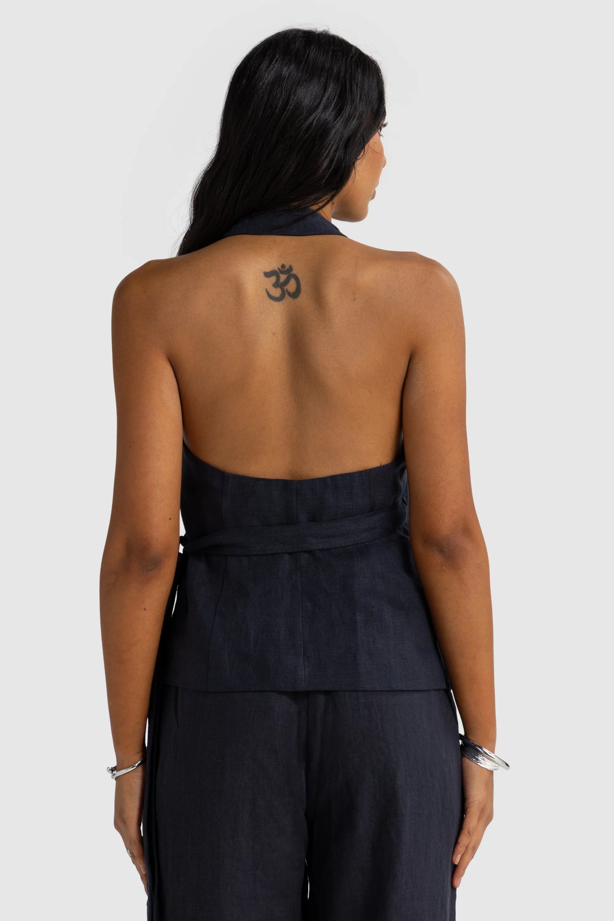 Elise Linen Wrap Top | French Navy