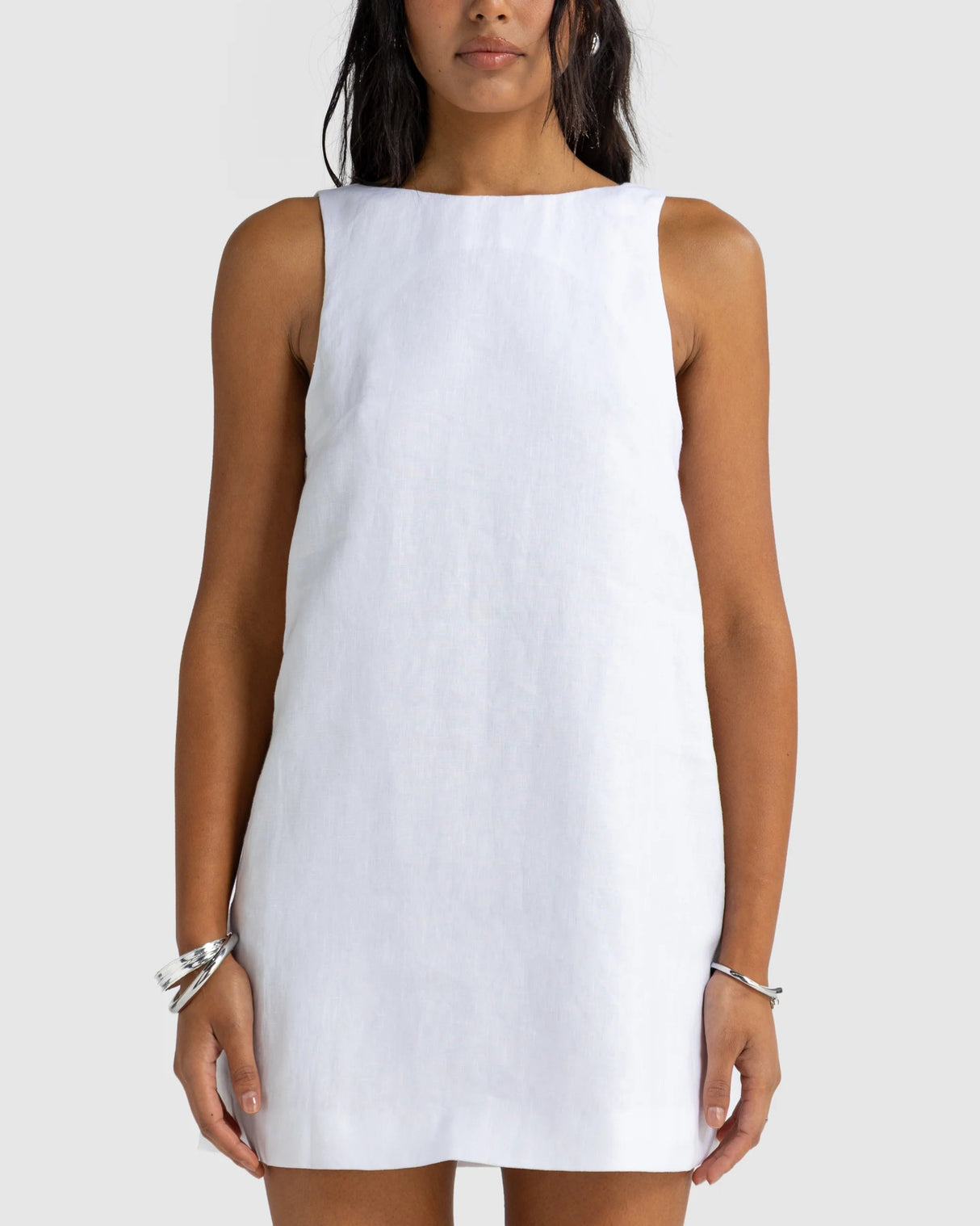Jolie Button Side Mini Dress | White