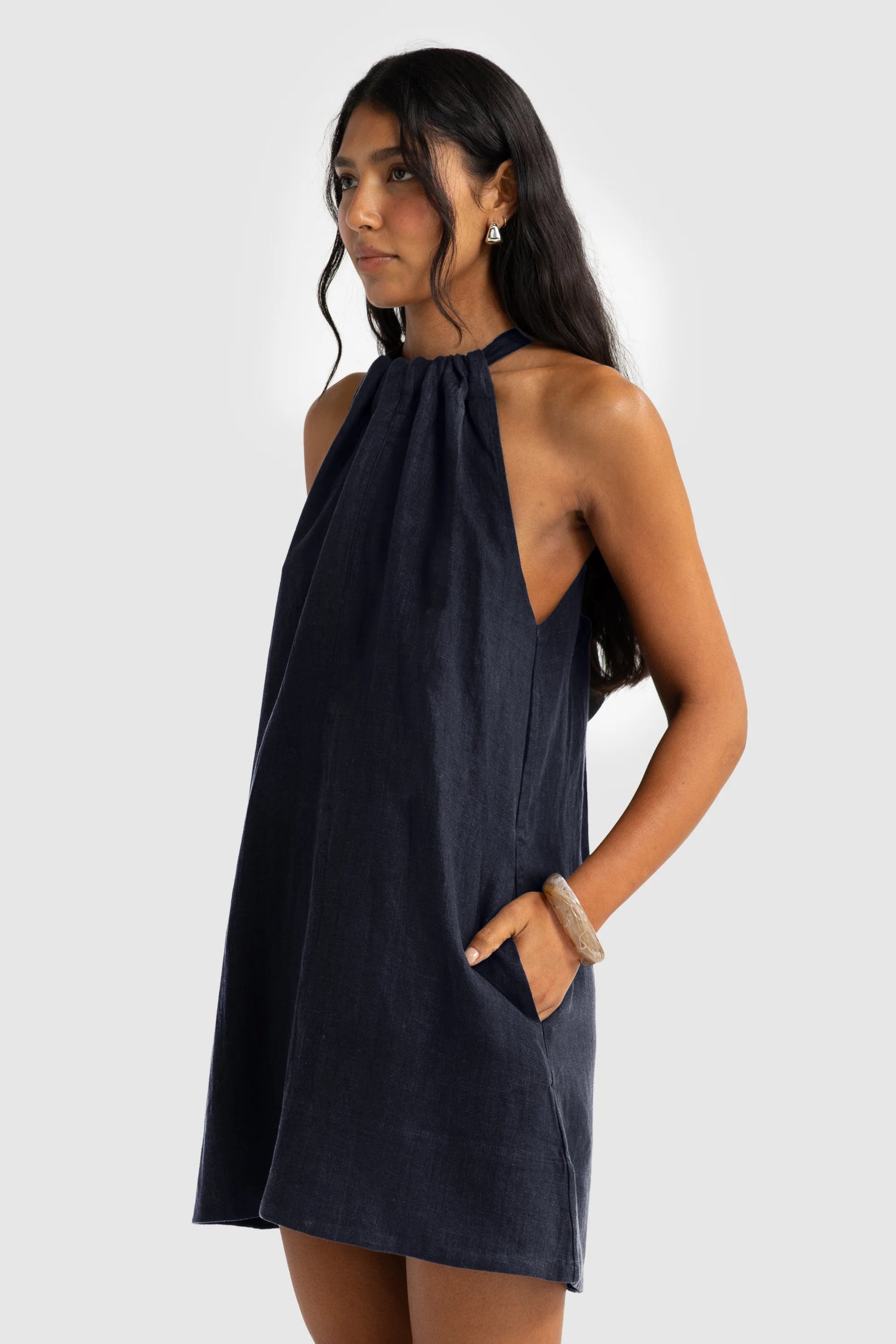 Luna Linen Mini Dress | French Navy