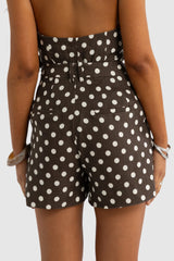 Savannah Linen Shorts | Carob Polkadot