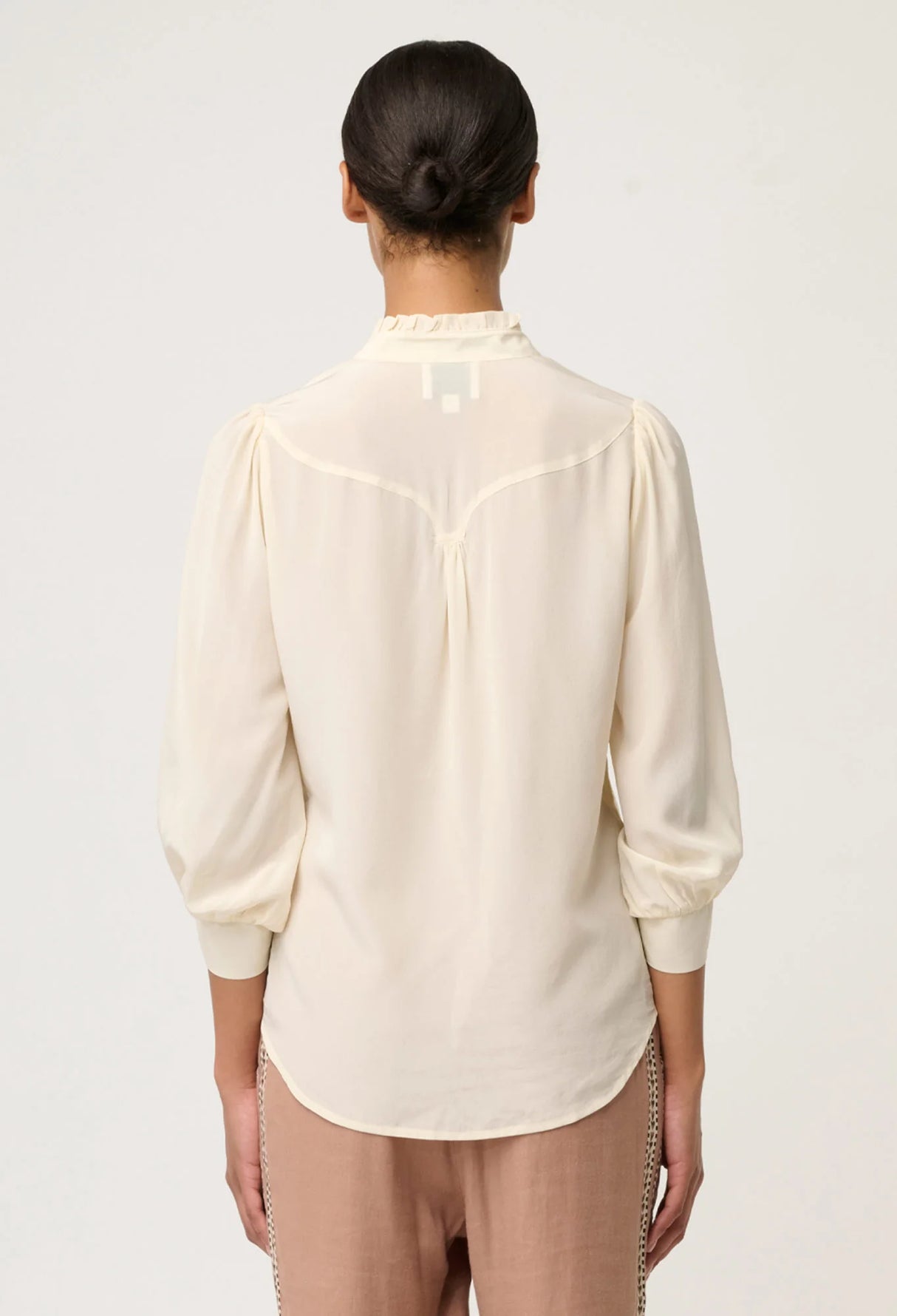 Chloe Silk Criss Cross Cuffed Shirt | Cloud