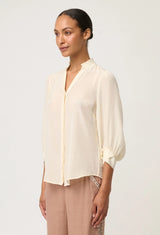 Chloe Silk Criss Cross Cuffed Shirt | Cloud