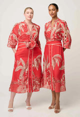 Audrey Placement Embroidered Viscose Faille Blouse | Crimson Palms