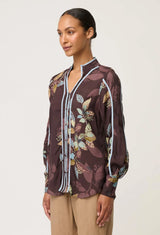 Asher Contrast Trim Viscose Faille Shirt