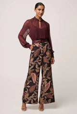 Simona Sheer Viscose Gold Detail Blouse | bordeaux