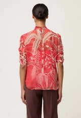 Lunette Viscose Chiffon Ruched Sleeve Blouse | Crimson Palms
