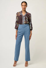 Asher Contrast Trim Viscose Faille Shirt