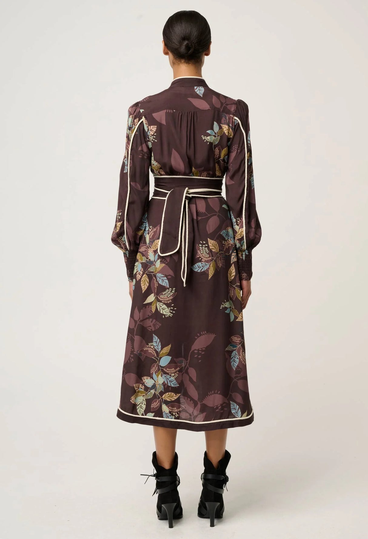 Camille Viscose Faile Curved Hem Rope Detail Dress