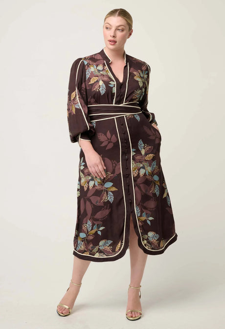 Camille Viscose Faile Curved Hem Rope Detail Dress