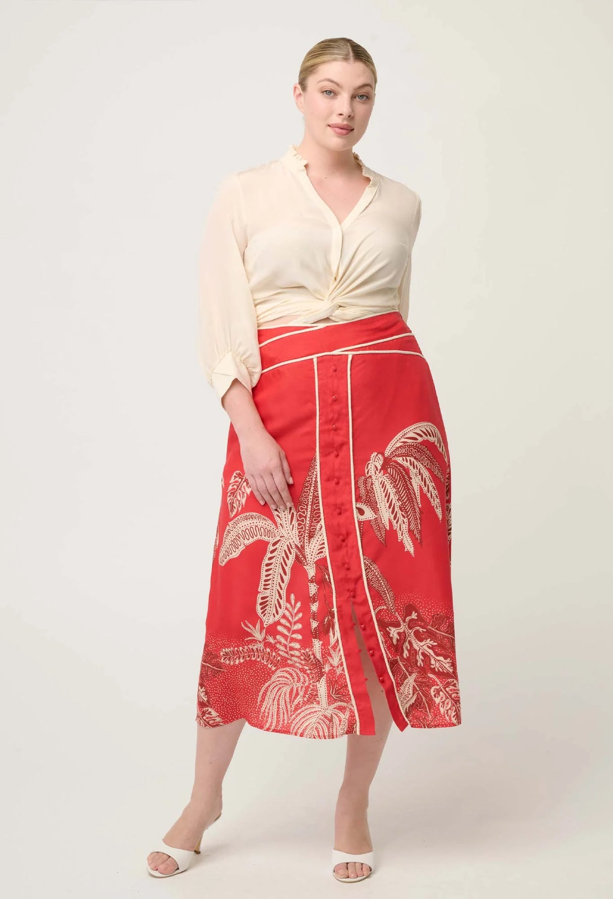 Chloe Silk Criss Cross Cuffed Shirt | Cloud