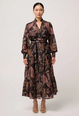 Wanderlust Pearl Embellished Cotton Silk Maxi Dress | Dark Tropique