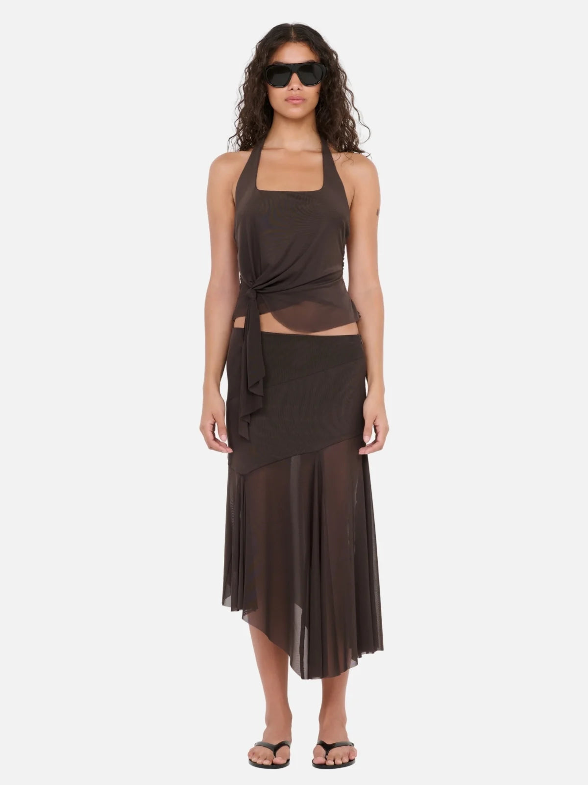 Olyssia Asym Midi Skirt | Bitter Choc