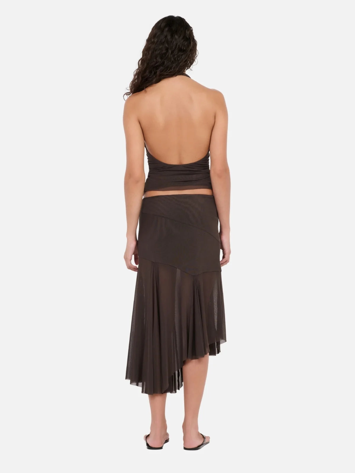 Olyssia Asym Midi Skirt | Bitter Choc
