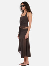 Olyssia Asym Midi Skirt | Bitter Choc