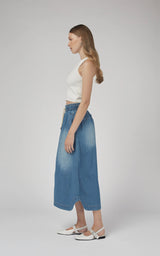 Pia Long Denim Skirt | Mid Blue