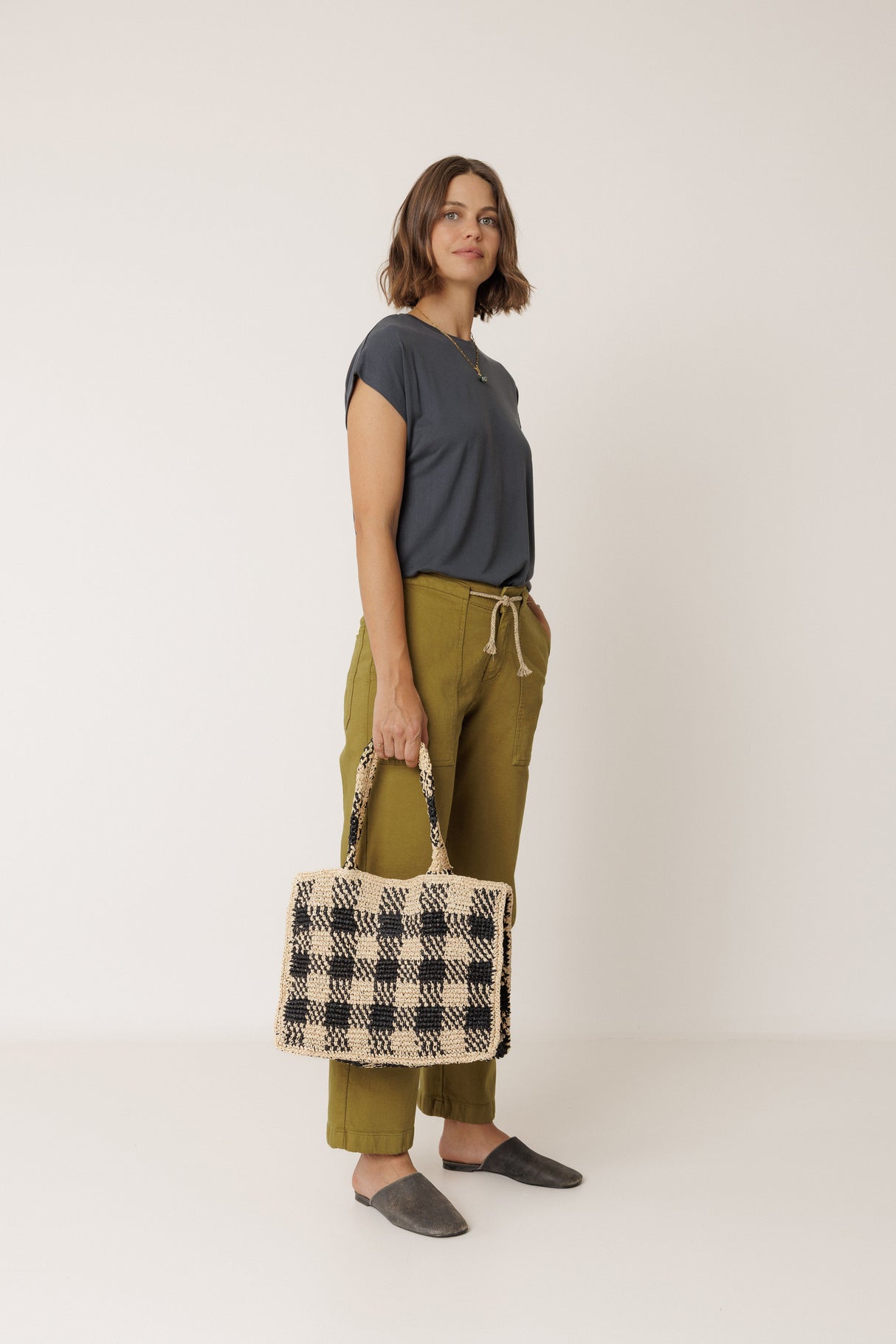Raffia Shopper Bag | Two Tone