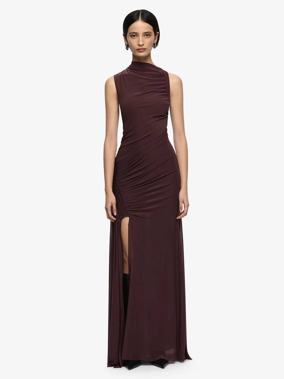 Marabou Maxi Dress | Aubergine