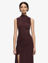 Marabou Maxi Dress | Aubergine