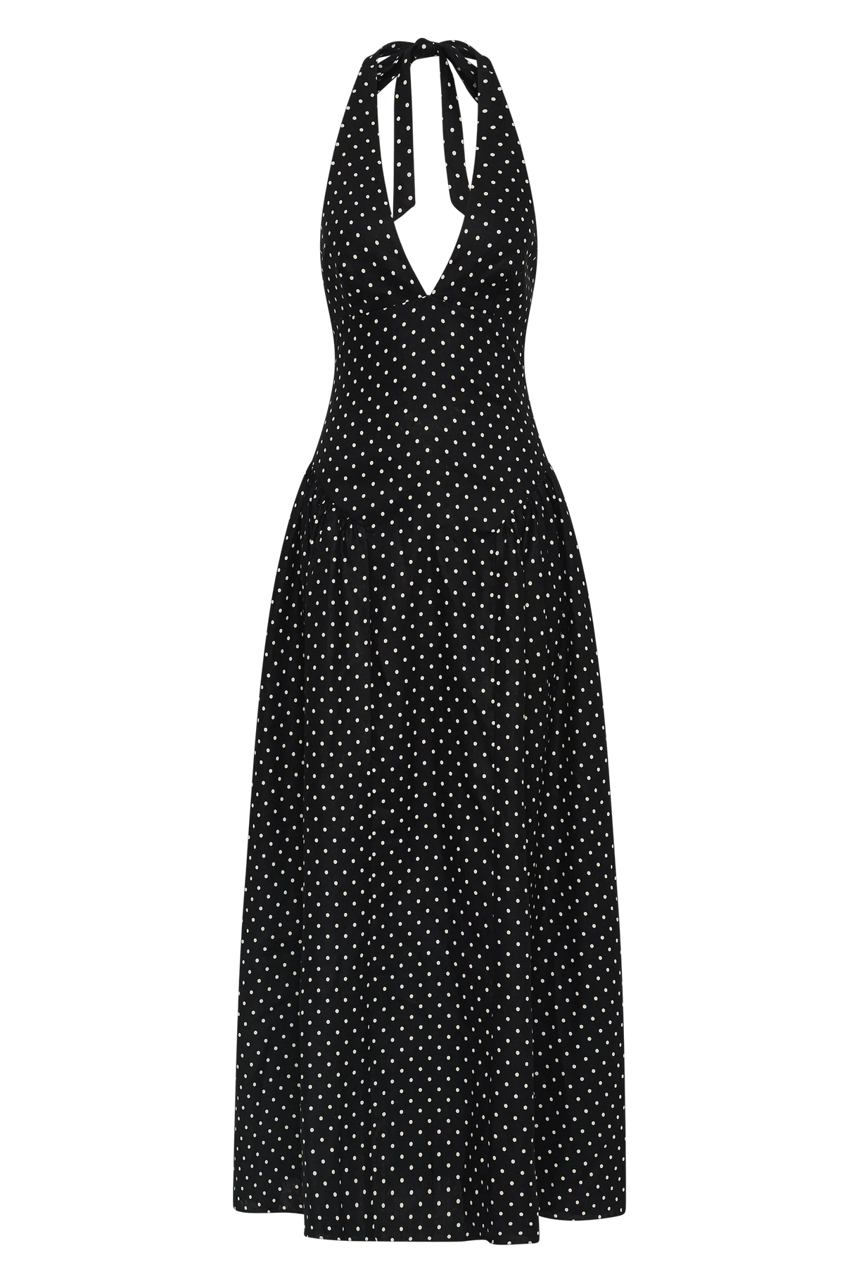 La Cala Midi Dress | Lola Polka Dot Black Cream