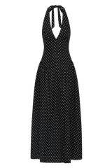 La Cala Midi Dress | Lola Polka Dot Black Cream