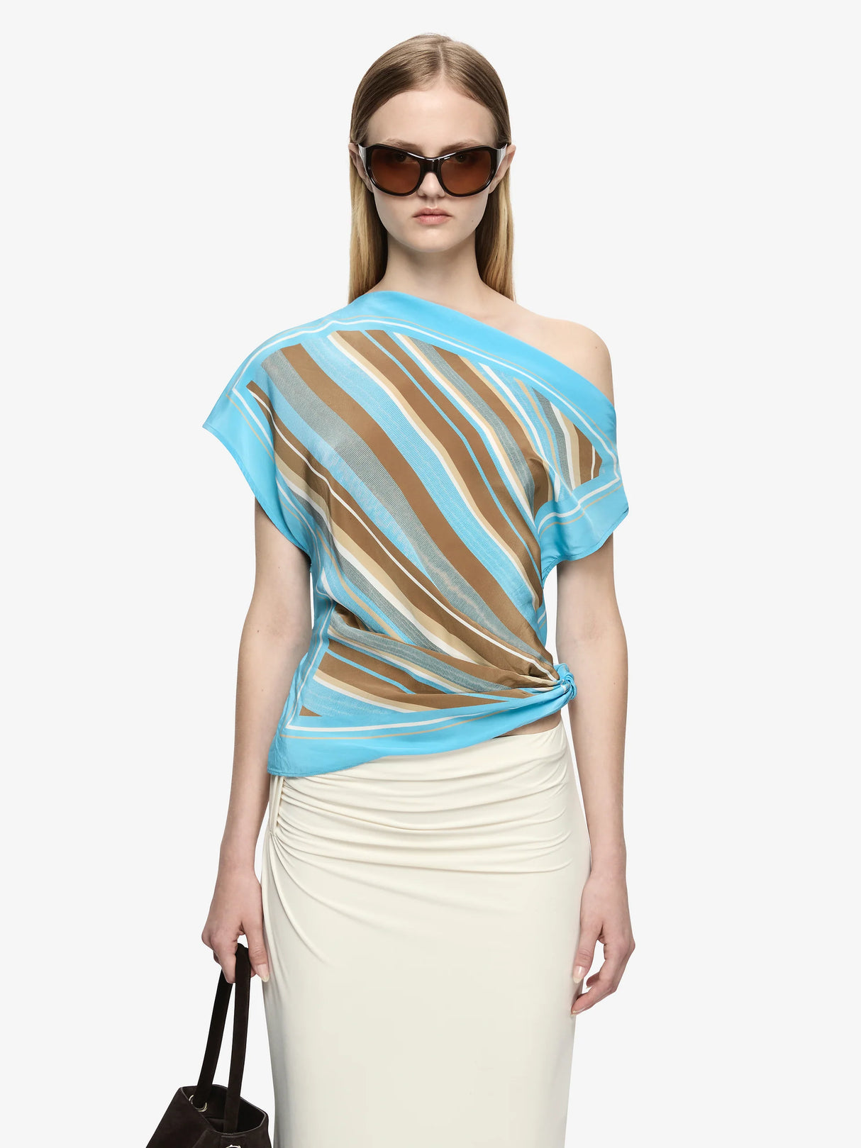 Elaris Drape Top | Sandalwood Stripe