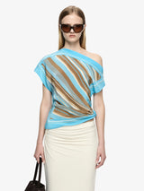 Elaris Drape Top | Sandalwood Stripe