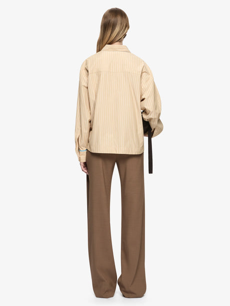 Zanda Shirt | Tan Pin Stripe/Azure Blue