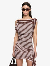 Evely Mini Dress | Geo Scarf Print