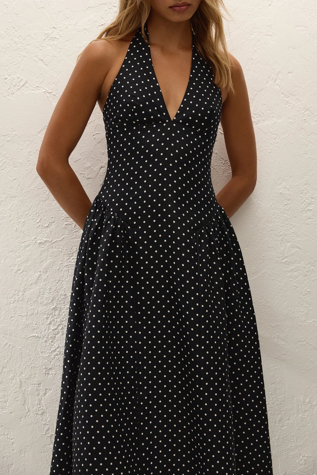 La Cala Midi Dress | Lola Polka Dot Black Cream