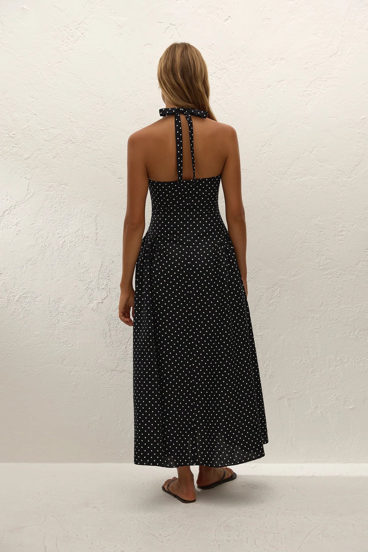 La Cala Midi Dress | Lola Polka Dot Black Cream