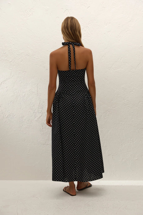 La Cala Midi Dress | Lola Polka Dot Black Cream