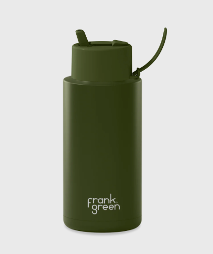 34oz Ceramic Reusable Bottle With Flip Straw Lid | Khaki