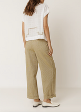 Pleated Pinstripe Trouser | Khaki