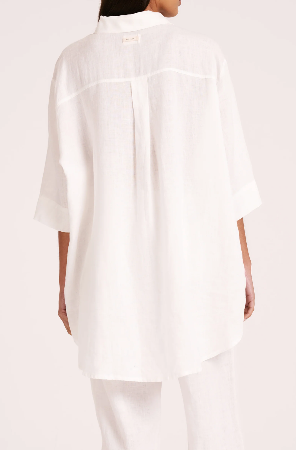 Lounge Linen Longline Shirt | White