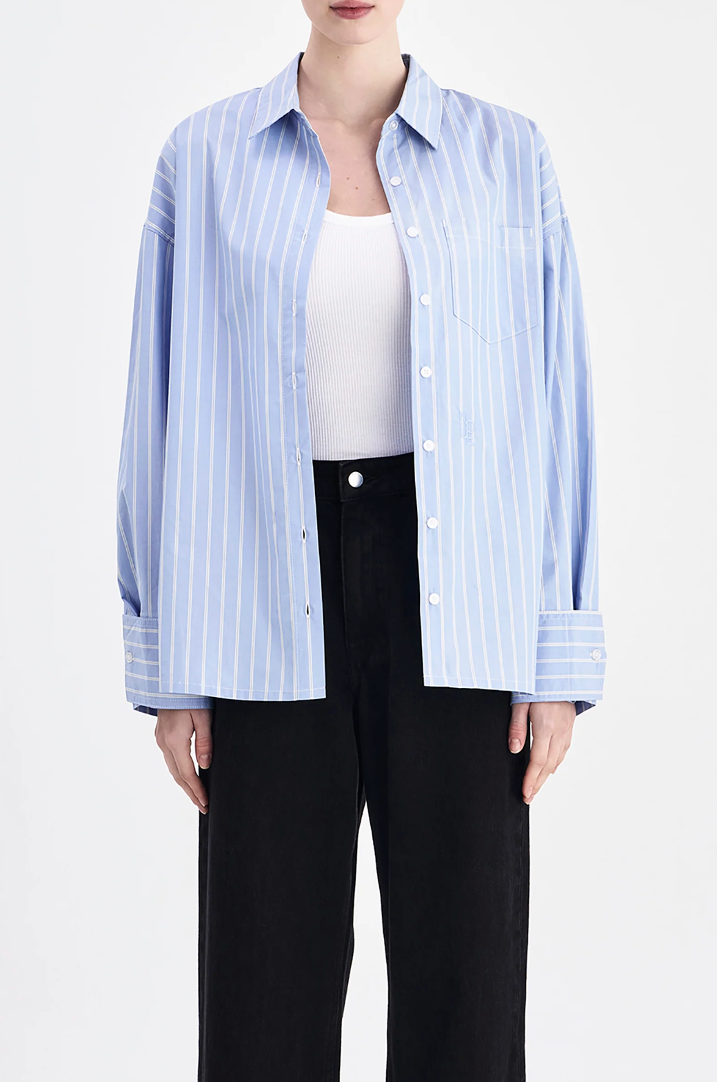 Organic Poplin Shirt | Sky Stripe