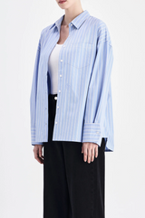 Organic Poplin Shirt | Sky Stripe