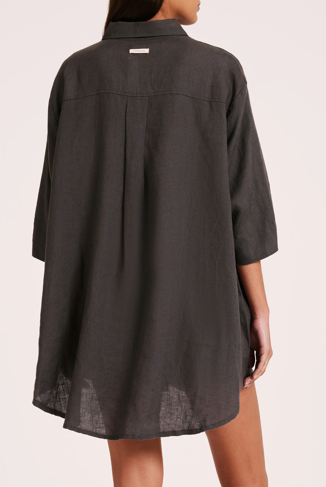 Lounge Linen Longline Shirt | Coal