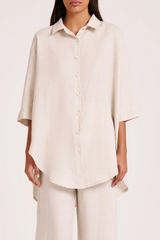 Lounge Linen Longline Shirt | Natural