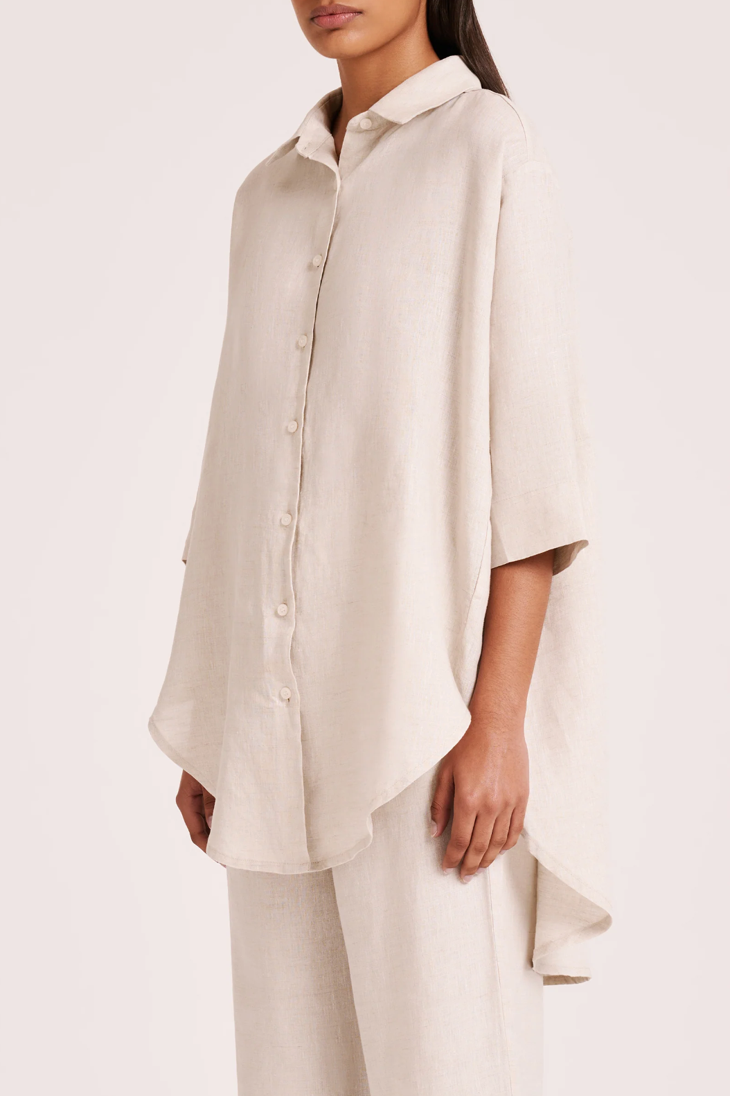 Lounge Linen Longline Shirt | Natural