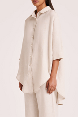 Lounge Linen Longline Shirt | Natural